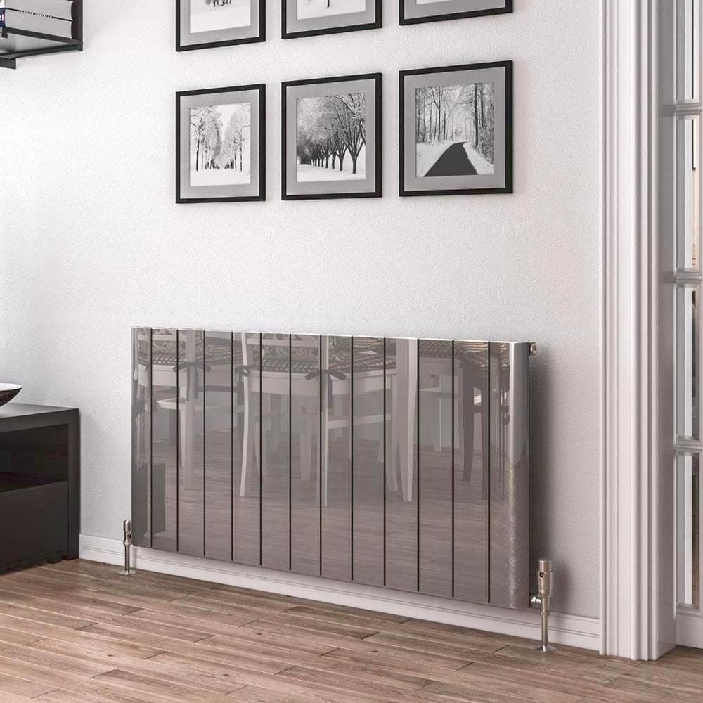 Eastbrook Panel Radiator 600 x 1230 / Electric Only Eastbrook Peretti Straight Horizontal Aluminum Radiator in Polished Aluminum