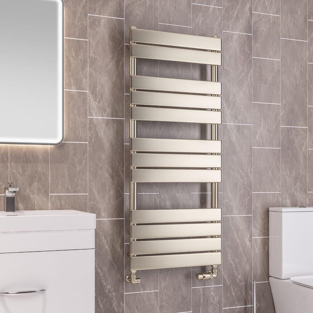 Eastbrook Designer Towel Radiator Eastbrook Staverton Tube On Tube Straight Radiator in Brushed Brass