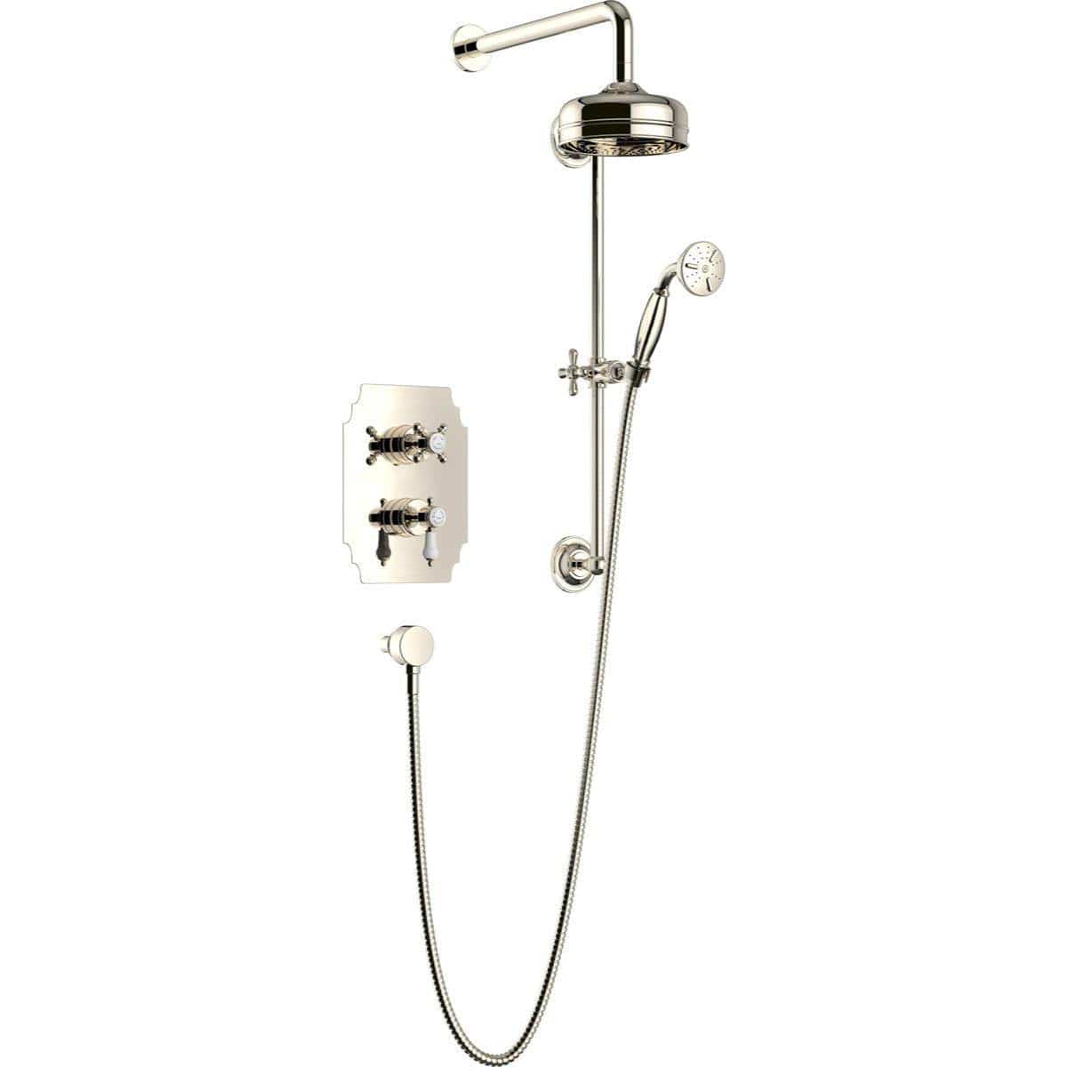Heritage Concealed Shower Set Vintage Gold Heritage Glastonbury Concealed Shower with Deluxe Fixed Shower Head and Premium Riser Rail Kit
