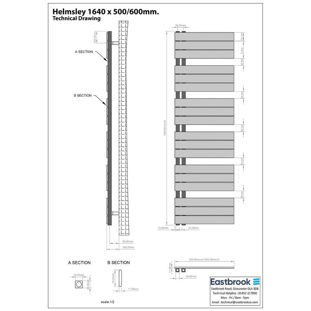 Eastbrook Helmsley Straight Vertical Designer Towel Rail in Matt Black
