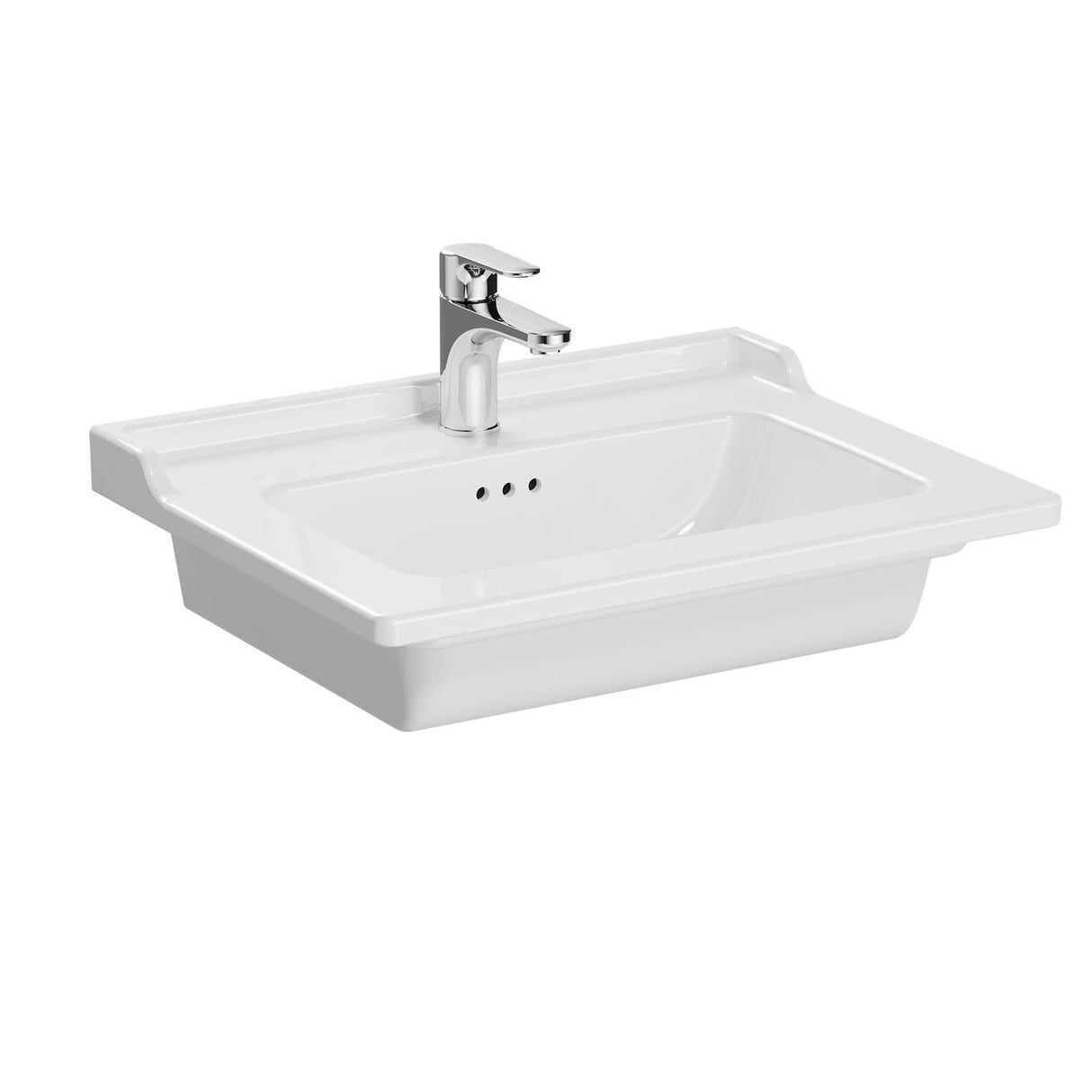 VitrA Wall Mounted Vanity Unit VitrA Root Classic Wall Mounted 2 Drawer 600mm Vanity Unit with One Tap Hole Basin