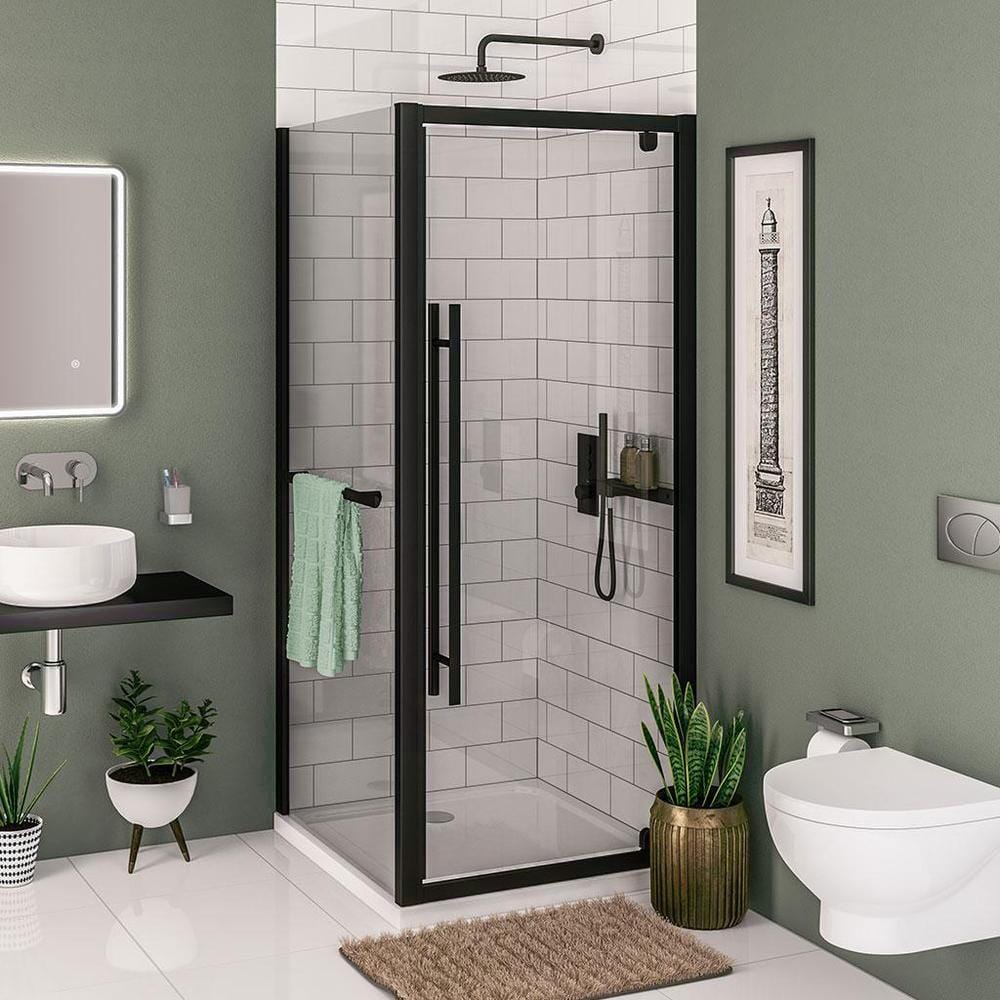 Eastbrook Pivot Shower Door Matt Black / 760mm Eastbrook Vantage 2000 Pivot Shower Door