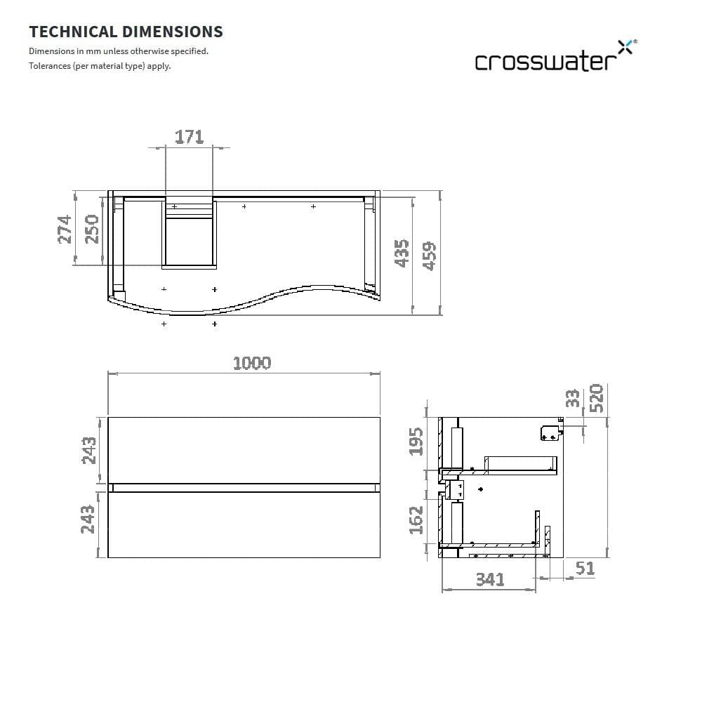 Crosswater Wall Mounted Vanity Unit Crosswater Svelte Wall Hung Vanity Unit with Basin