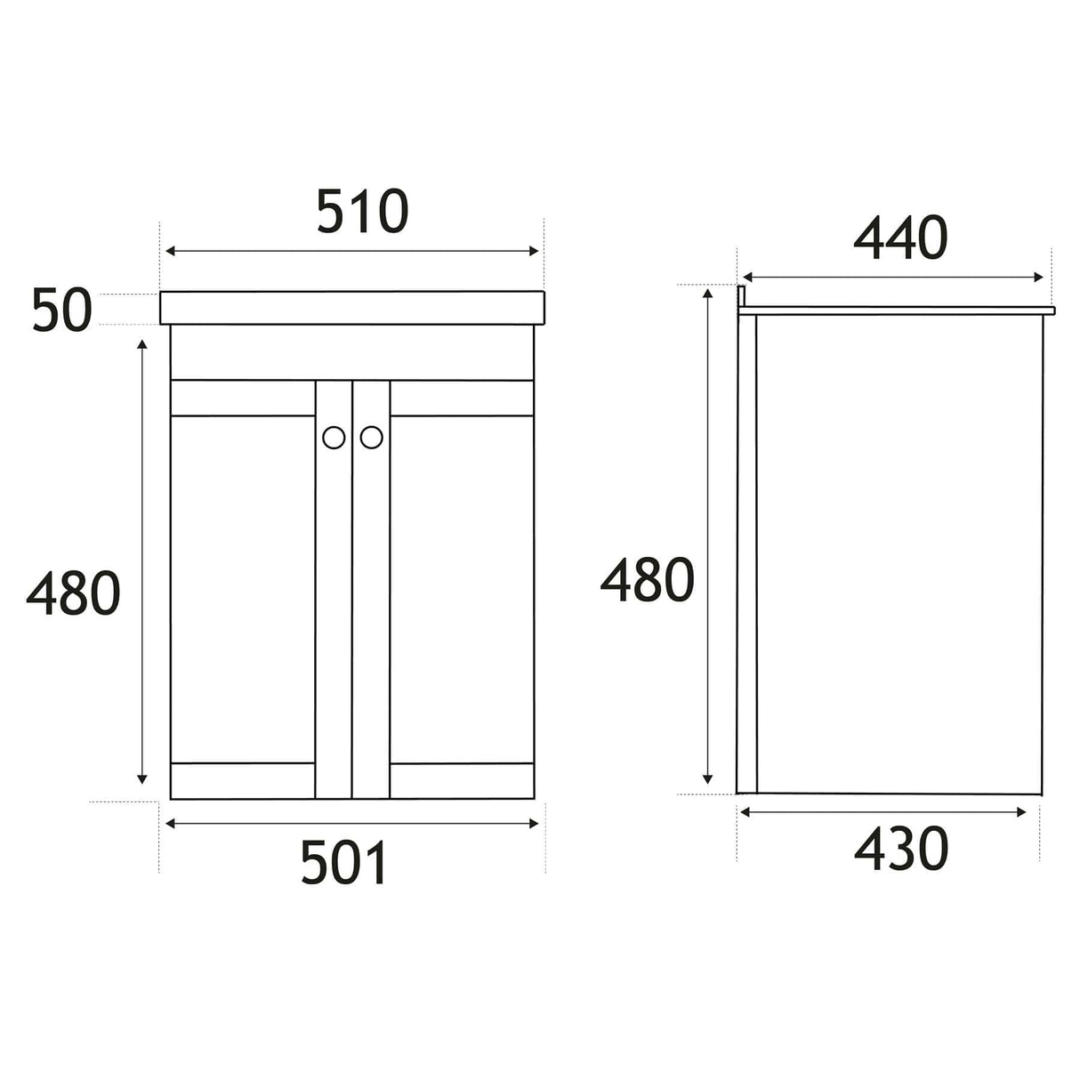 Eastbrook Wall Mounted Vanity Unit Eastbrook Hardwick Traditional 500mm Wall Hung Vanity Unit with Basin