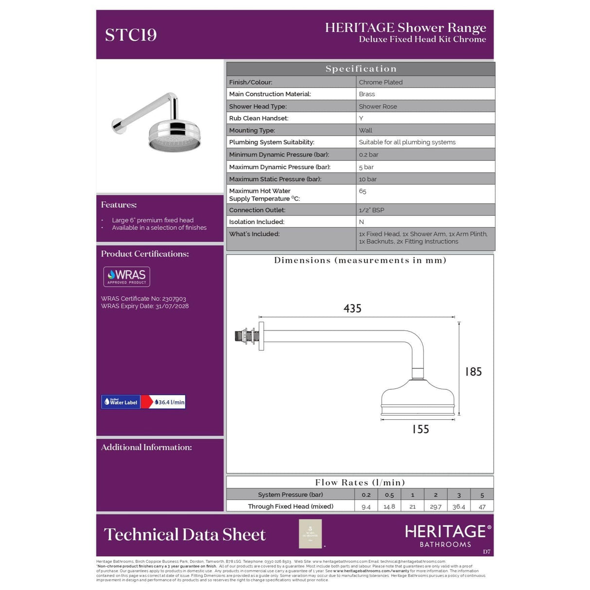 Heritage Fixed Shower Head Heritage Deluxe Fixed Round Shower Head and Arm