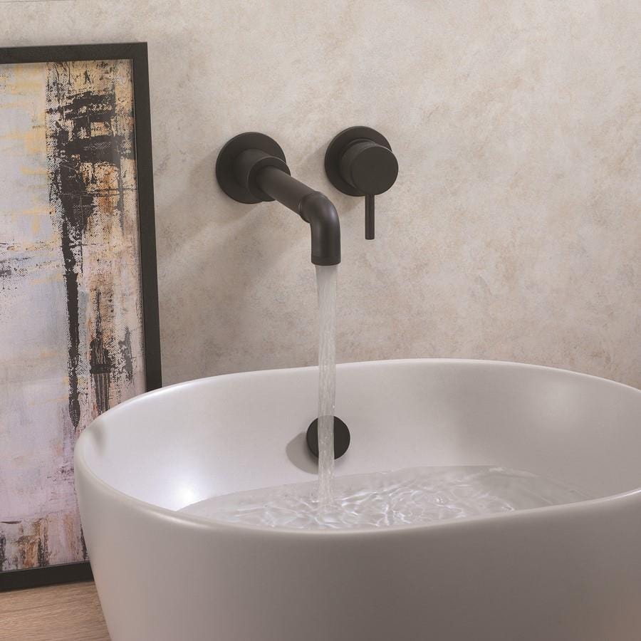 Crosswater Wall Mounted Basin Tap Carbon Black Crosswater MPRO Industrial 2 Hole Wall Mounted Basin Mixer Tap