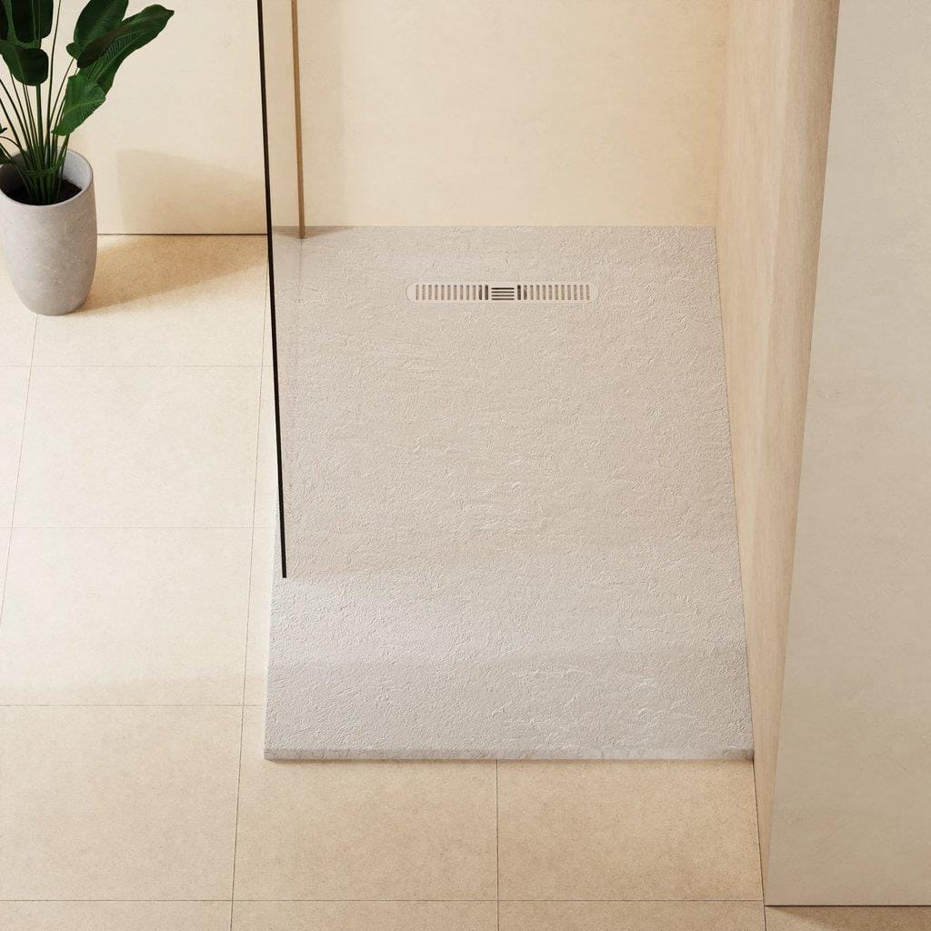 Crosswater Rectangle Shower Tray Matt White / 900 x 1500 Crosswater Vito Textured Rectangle Shower Tray with Waste