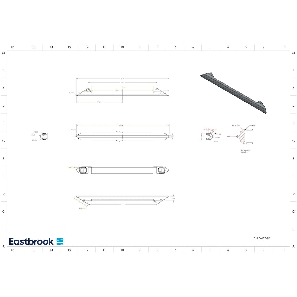 Eastbrook Bath Accessories Eastbrook Portland Single Hand Grip