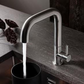 Crosswater Kitchen Tap Crosswater Tube Kitchen Sink Mixer Tap with Swivel Spout in Brushed Stainless Steel Effect