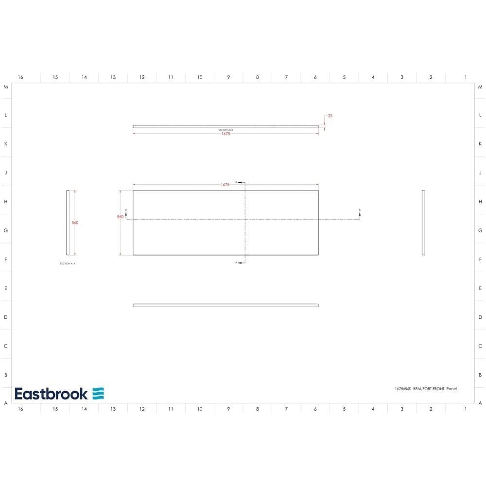 Eastbrook Bath Panel 1675mm / Reinforced Beauforté Acrylic Eastbrook Flat Front Bath Panel