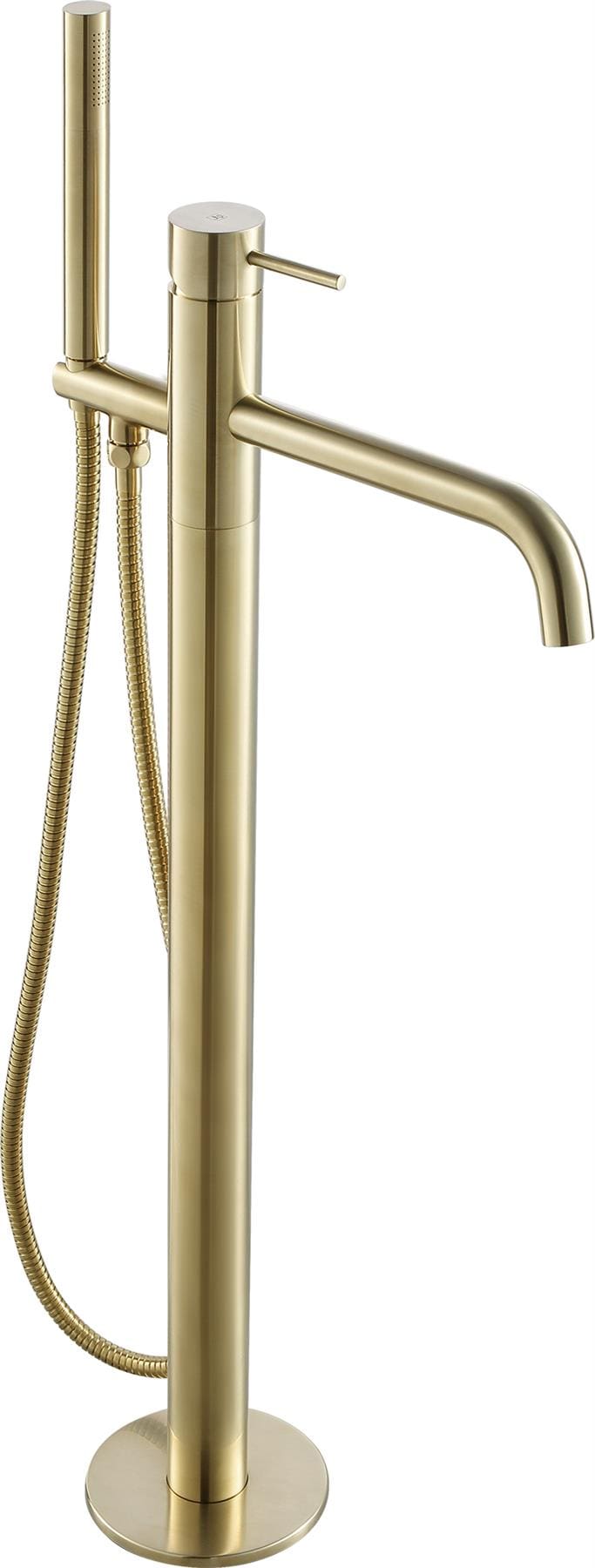 JTP Freestanding Bath Filler Brushed Brass JTP VOS Floor Standing Bath Shower Mixer Tap with Kit