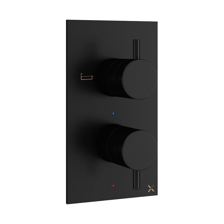Crosswater Concealed Shower Valve Matt Black Crosswater MPRO 2 Outlet, 2 Handle Concealed Thermostatic Shower Valve (Bath/Handset)