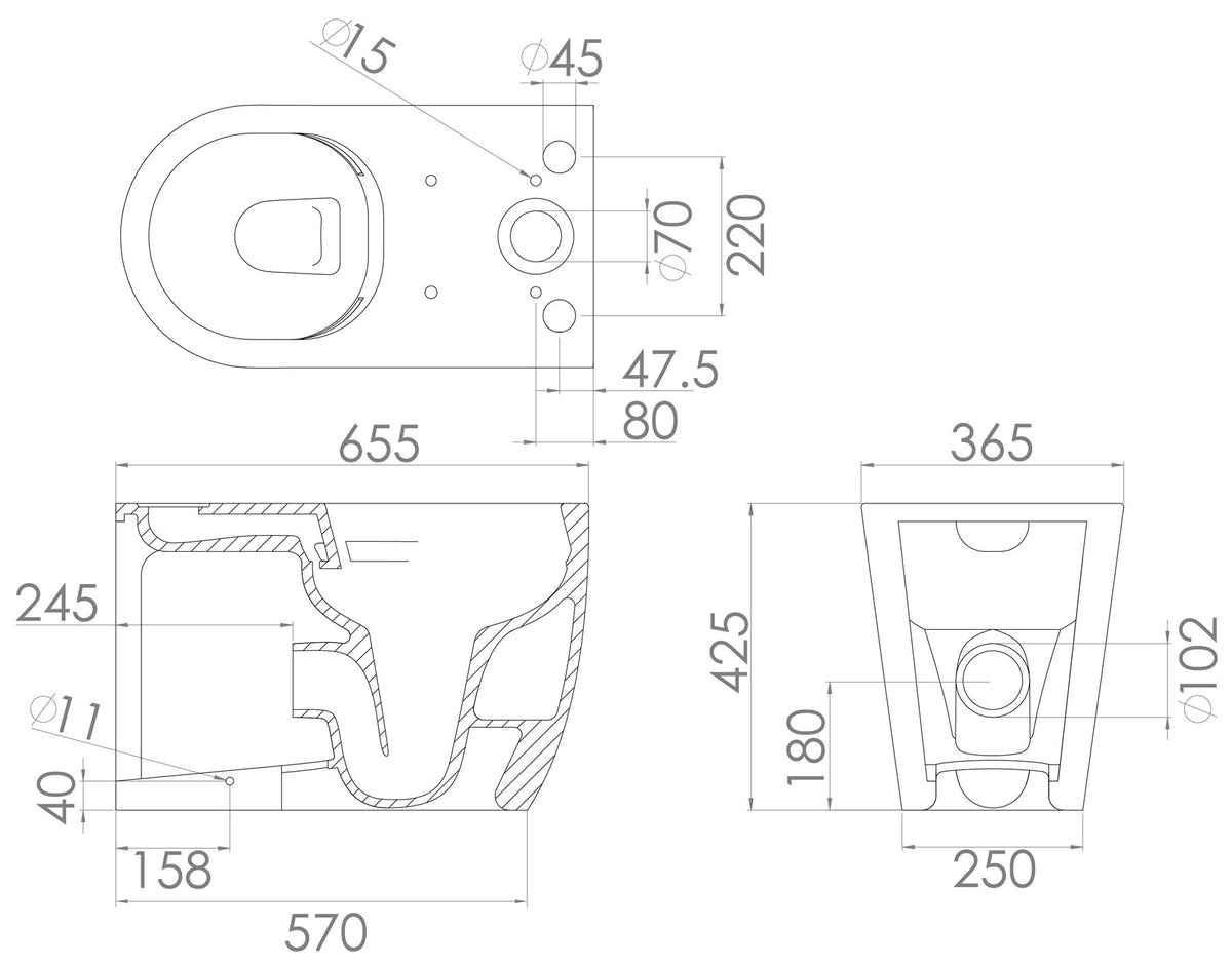 Saneux Uni Close Coupled Rimless Toilet with Soft Close Seat