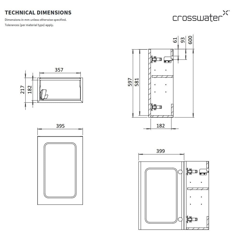 Crosswater Cloakroom Vanity Unit Crosswater Alo Cloakroom Single Door Wall Mounted 400 x 220mm Vanity Unit with Basin