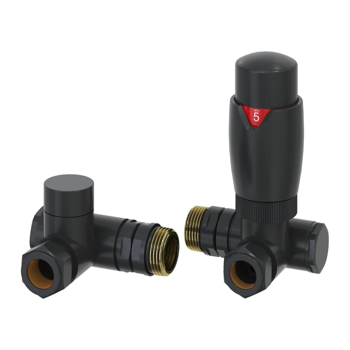 Reina Radiator Valve Black Reina Modal Thermostatic Dual Fuel Corner Radiator Valves