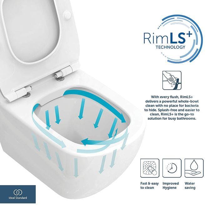 Ideal Standard Back to Wall Toilet Ideal Standard i.life S Back to Wall Compact Rimless Toilet with Soft Close Seat