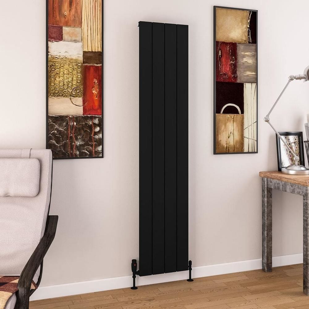 Eastbrook Charlton Vertical Aluminium Designer Radiator in Matt Black