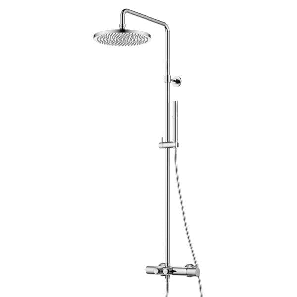Flova Exposed Shower Set Flova Moonlight GoClick Thermostatic Shower Valve Set with Adjustable Riser, Rainshower Head and Pencil Handset