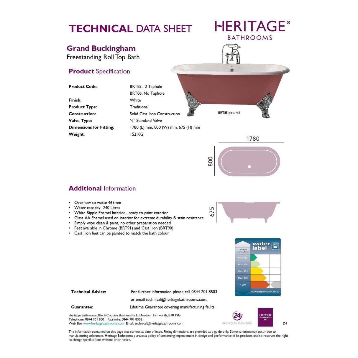 Heritage Roll Top and Slipper Freestanding Bath Heritage Grand Buckingham Freestanding Cast Iron Bath with Feet
