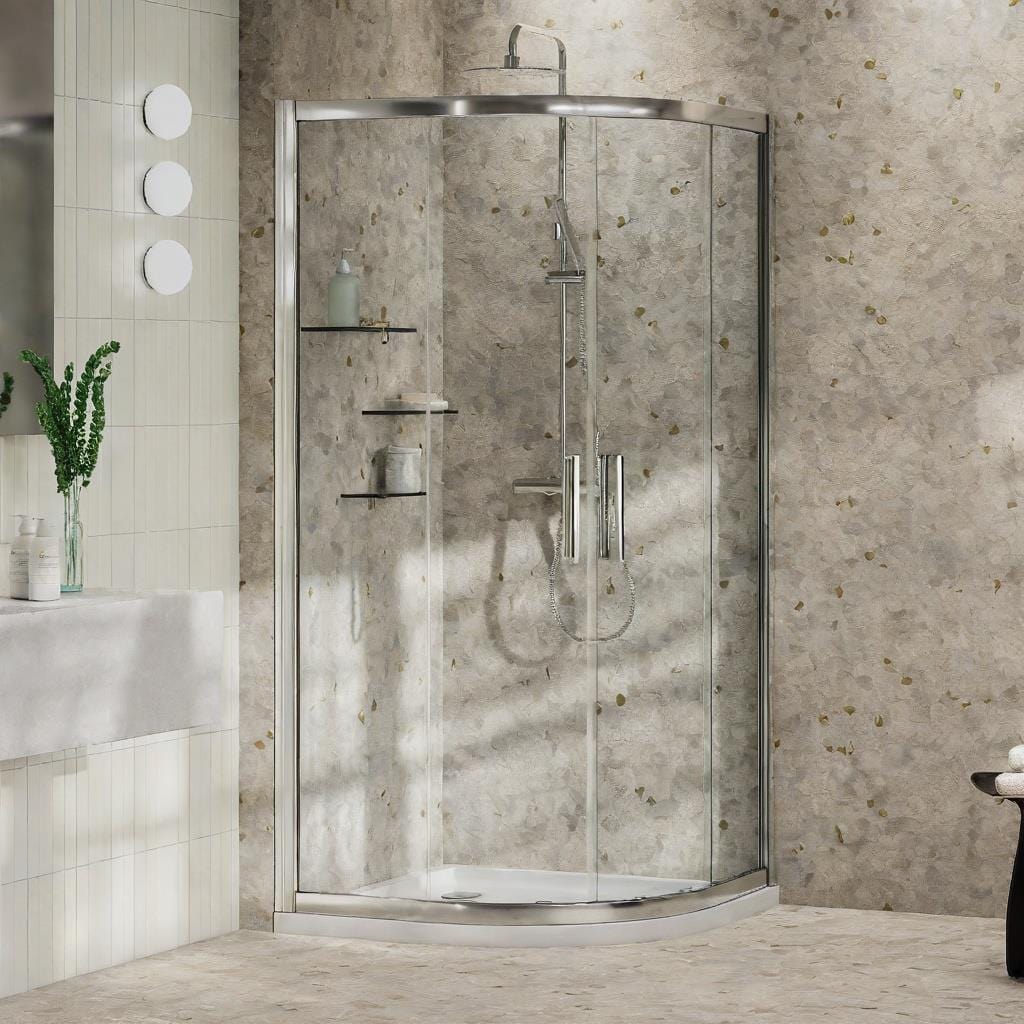 Aquarius Quadrant Shower Enclosure 1000mm Aquarius Pluvia 8mm Quadrant Double Sliding Shower Door in Silver