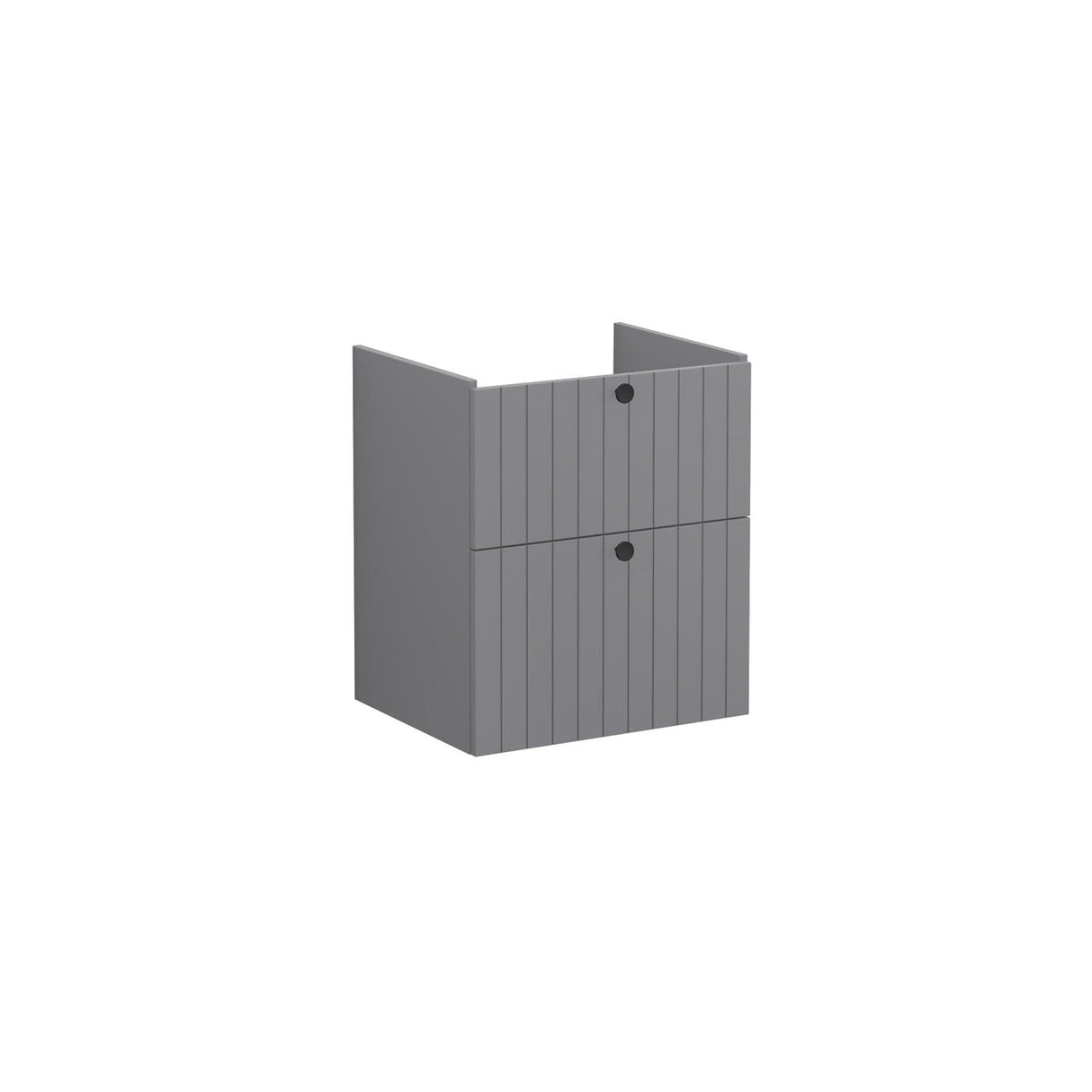 VitrA Wall Mounted Vanity Unit Matt Grey / Integra Classic VitrA Root Groove Wall Mounted 2 Drawer Vanity Unit 600mm with One Tap Hole Basin