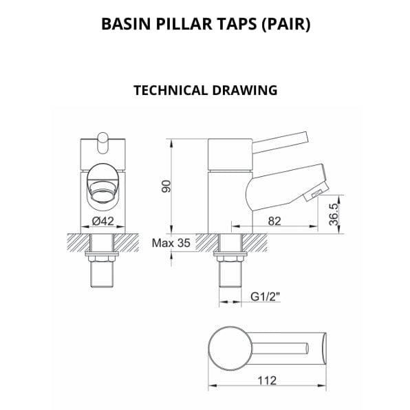 Imex Pillar Basin Tap Imex Arco Basin Pillar Taps (Pair) in Chrome