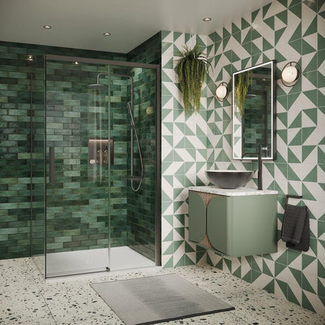 Crosswater Sliding Shower Door Slate / 800 x 2000 Crosswater Asura 8mm Sliding Shower Door Side Panel