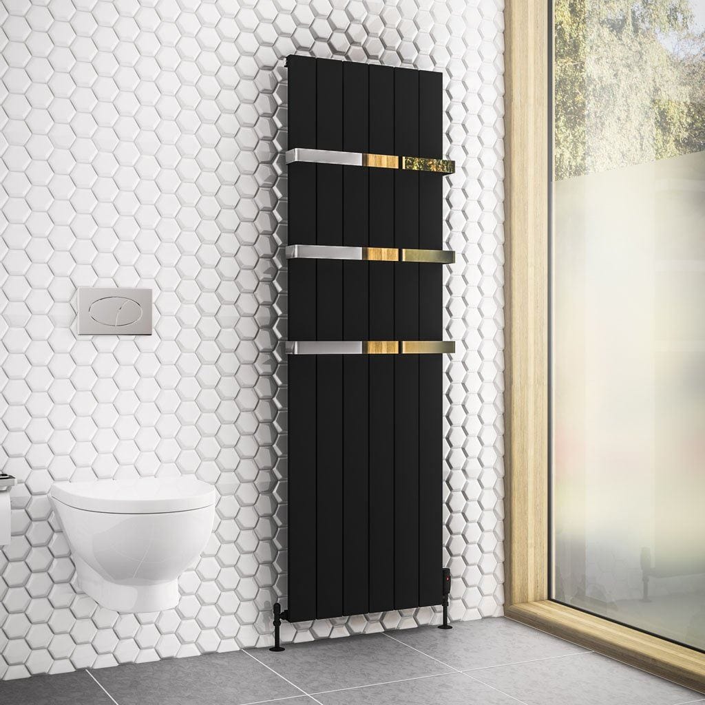 Eastbrook Panel Radiator 1800 x 565mm / Central Heating Eastbrook Rosano Straight Vertical Aluminium Radiator in Matt Black