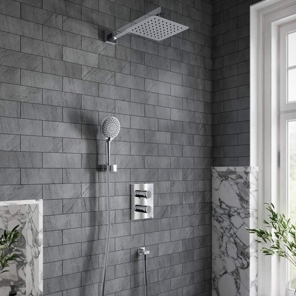 Villeroy & Boch Concealed Shower Set Villeroy & Boch Complete Concealed Shower Set with Square 200mm Shower Head and Handset in Chrome