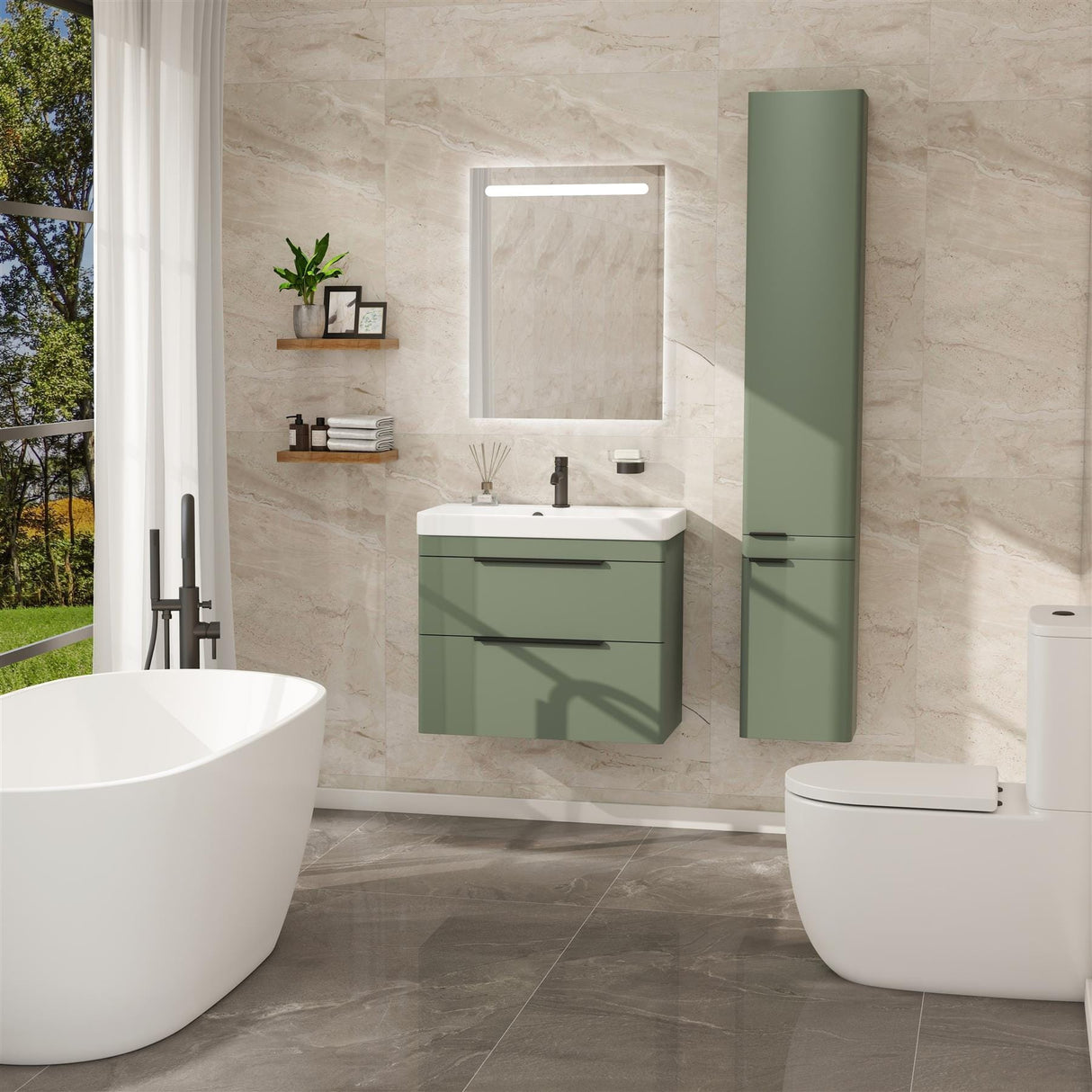 Imex Wall Mounted Vanity Unit Imex Luna 700mm Wall Mounted Double Drawer Vanity Unit with Basin