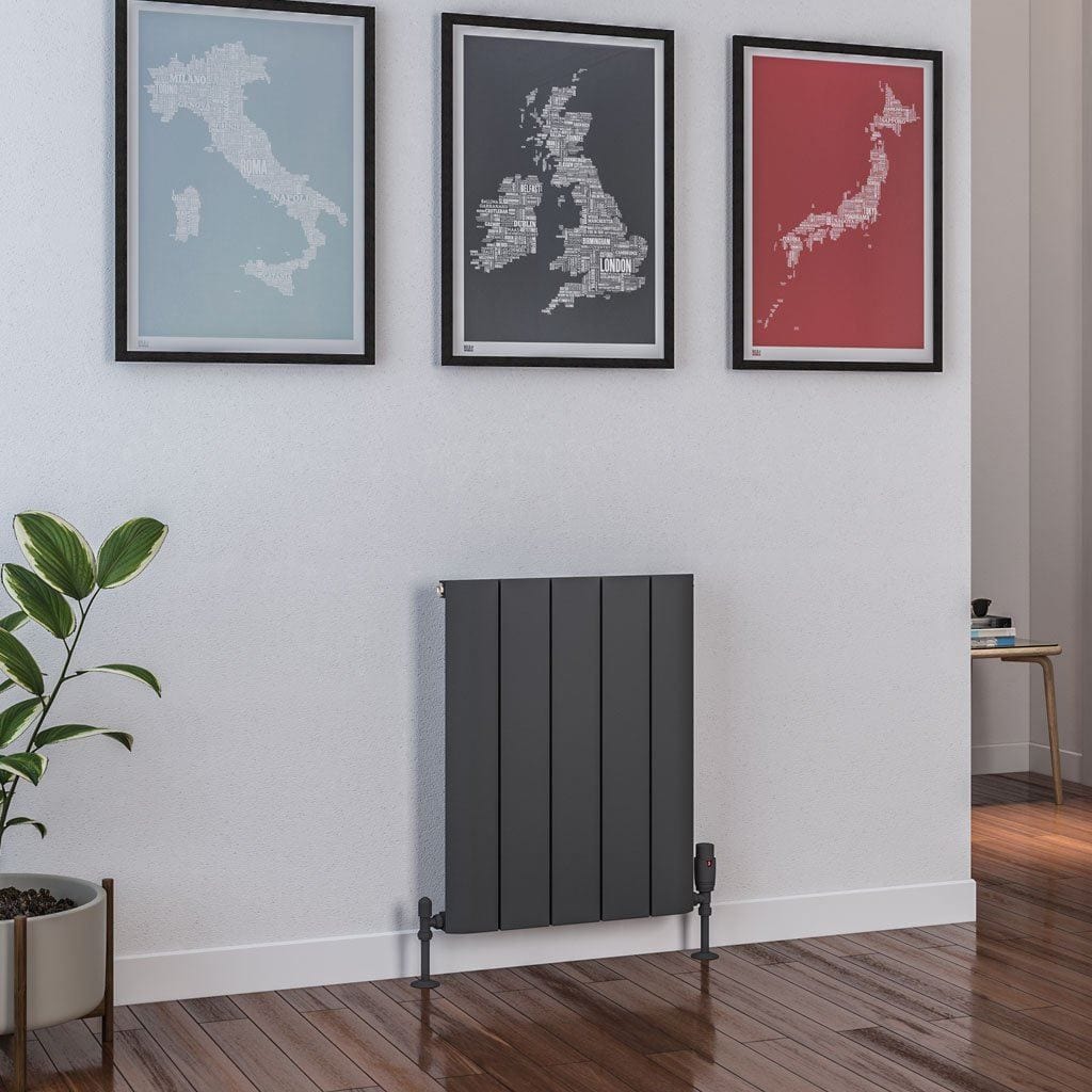 Eastbrook Panel Radiator 600 x 470 / Electric Only Eastbrook Peretti Straight Horizontal Aluminum Radiator in Matt Anthracite