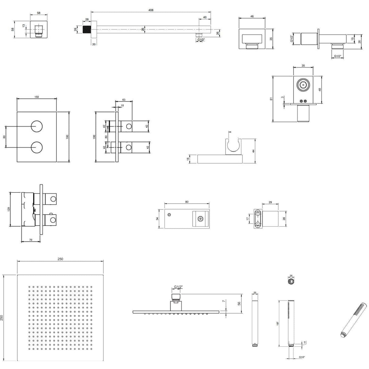 Villeroy & Boch Concealed Shower Set Villeroy & Boch Concealed Complete Shower Set with Shower Head and Handset