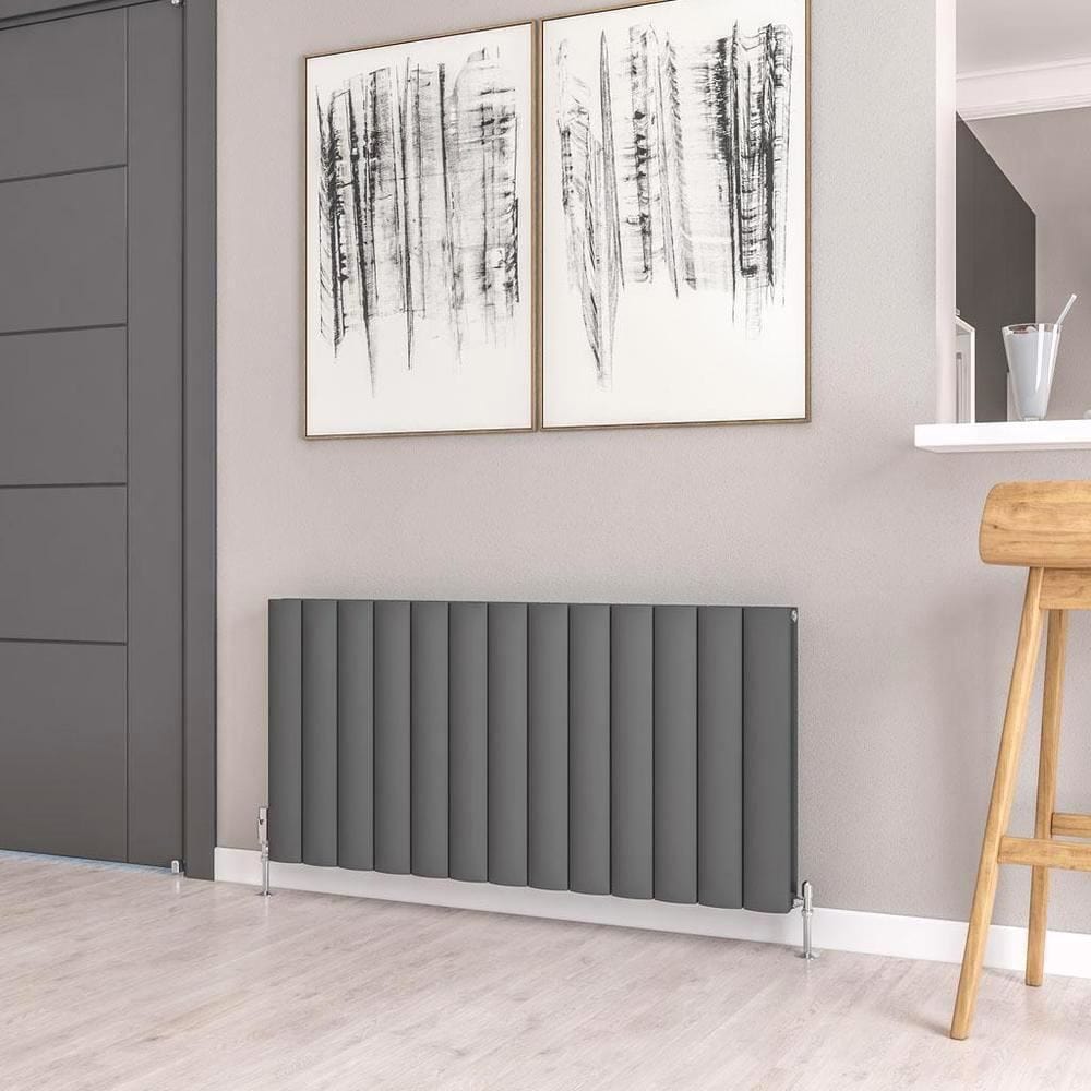Eastbrook Panel Radiator 600 x 1230 / Electric Only Eastbrook Guardia Straight Horizontal Aluminium in Matt Anthracite