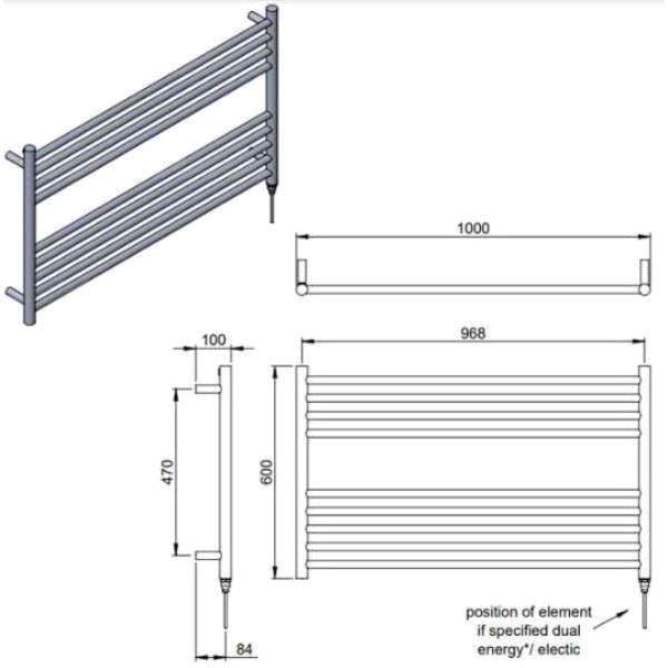 Vogue Ladder Rail Vogue Pearl Straight Ladder Towel Rail in Polished Stainless Steel