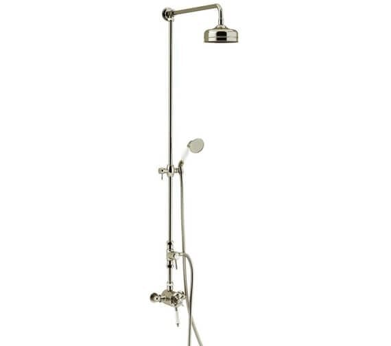 Heritage Exposed Shower Set Vintage Gold Heritage Dawlish Exposed Shower Valve with Premium Fixed Riser Kit, Fixed Shower Head and Diverter to Handset