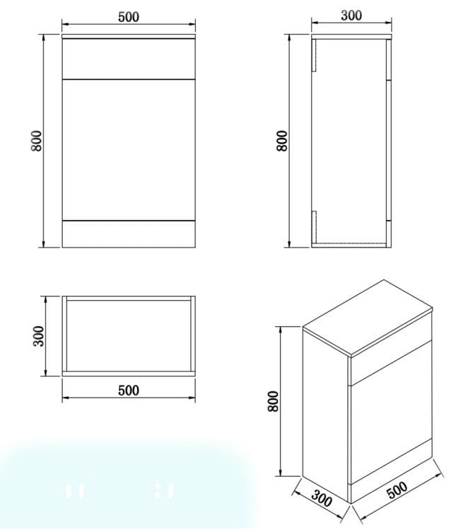 Aquarius Bathrooms WC Back To Wall Unit Aquarius Halite Waterproof 500mm WC Unit