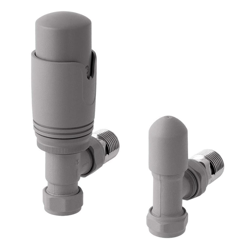 Eastbrook Radiator Valve Matt Grey Eastbrook Angled Thermostatic Radiator Valve with Lockshield 15mm (Pair)