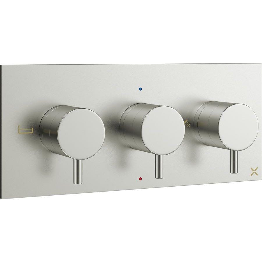 Crosswater Concealed Shower Valve Crosswater MPRO 3 Outlet, 3 Handle Landscape Concealed Thermostatic Shower Valve