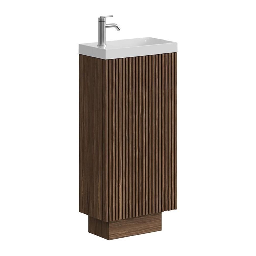 UK Bathroom Store Cloakroom Vanity Unit Royal Walnut Crosswater Limit Cloakroom Floor Standing 400mm Single Door Vanity Unit with Basin