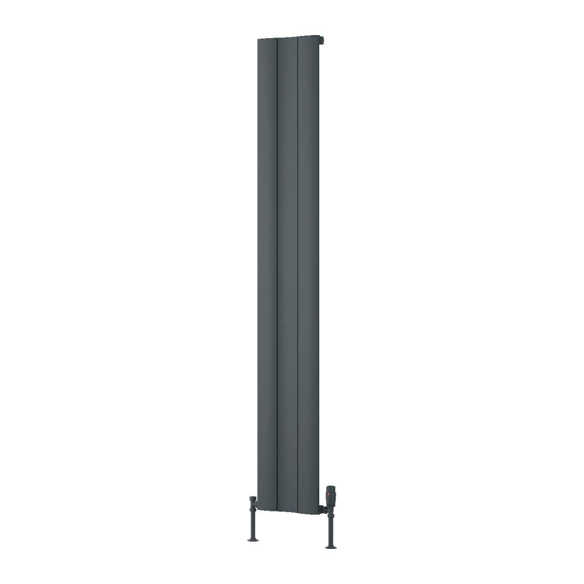 Reina Panel Radiator 1800 x 280mm / Anthracite Reina Gio Aluminium Vertical Single Panel Central Heating Radiator