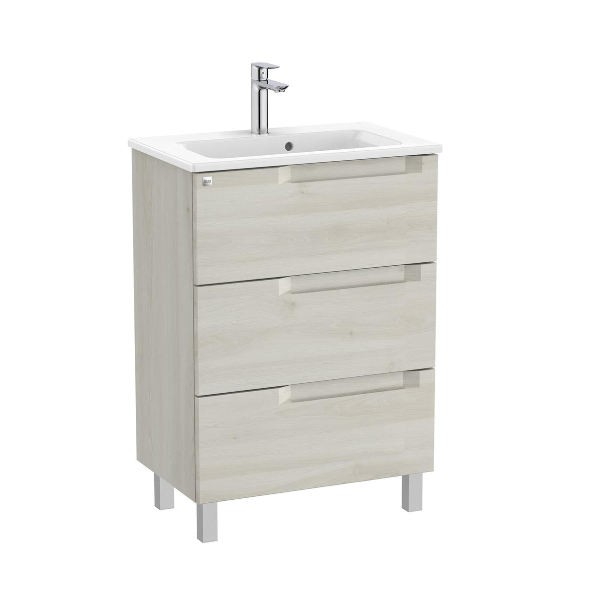 Roca Aleyda Compact 600mm Floor Standing Three Drawer Vanity Unit with Basin