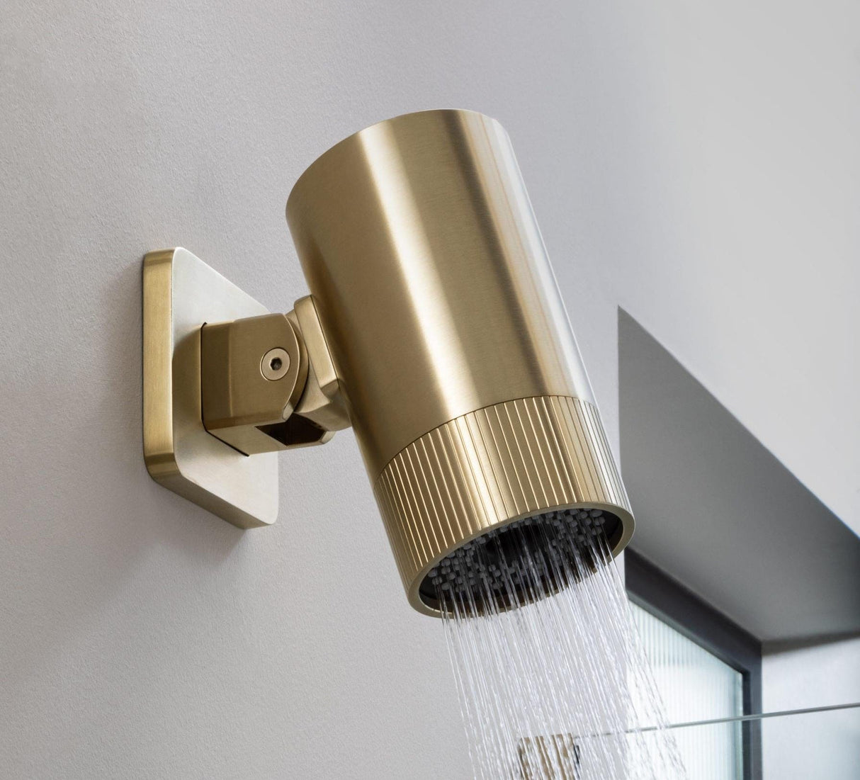 JTP Fixed Shower Head Brushed Brass JTP Lumen Single Function Spot Shower Head