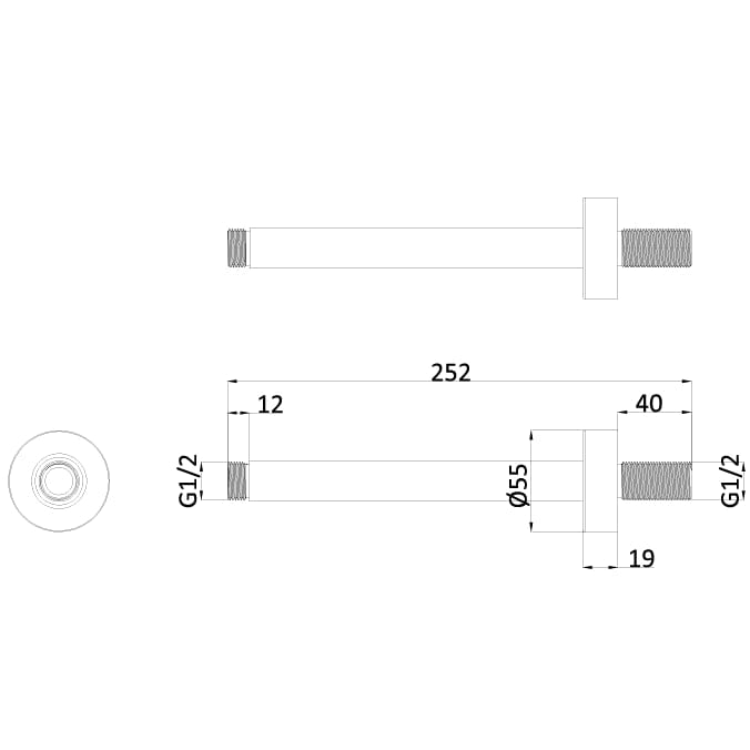 Crosswater Fixed Shower Arm Crosswater MPRO 200mm Ceiling Shower Arm