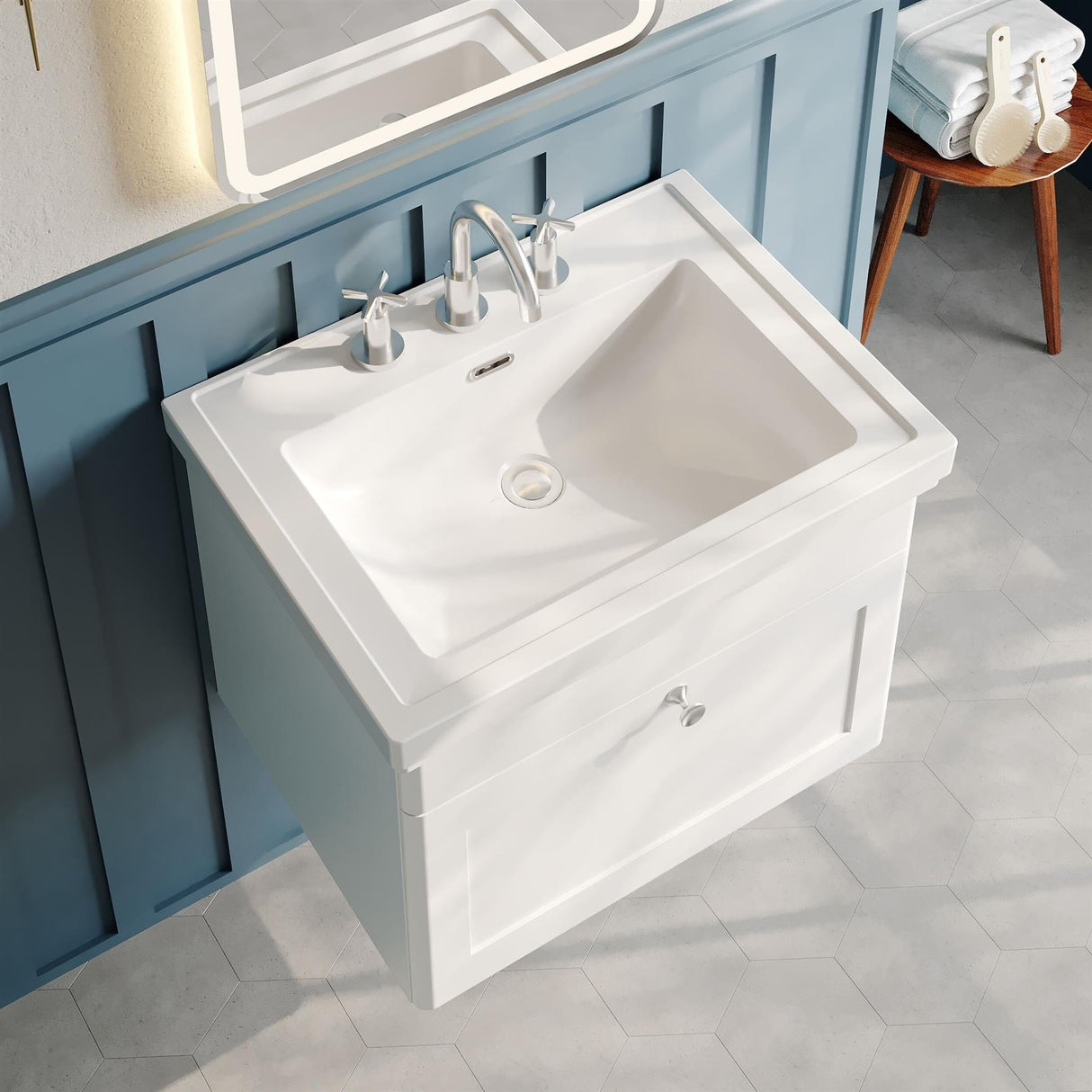 Aquarius Wall Mounted Vanity Unit Aquarius Leighton 600mm Wall Mounted One Drawer Vanity Unit with Basin