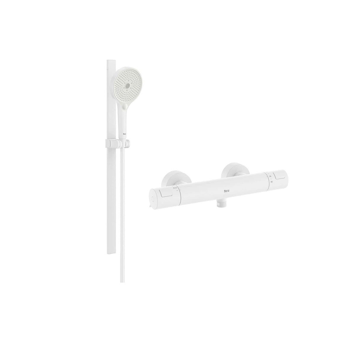 Roca Exposed Shower Set Roca T-500 Thermostatic Bar Shower Valve with with Shower Handset and Slide Rail Set