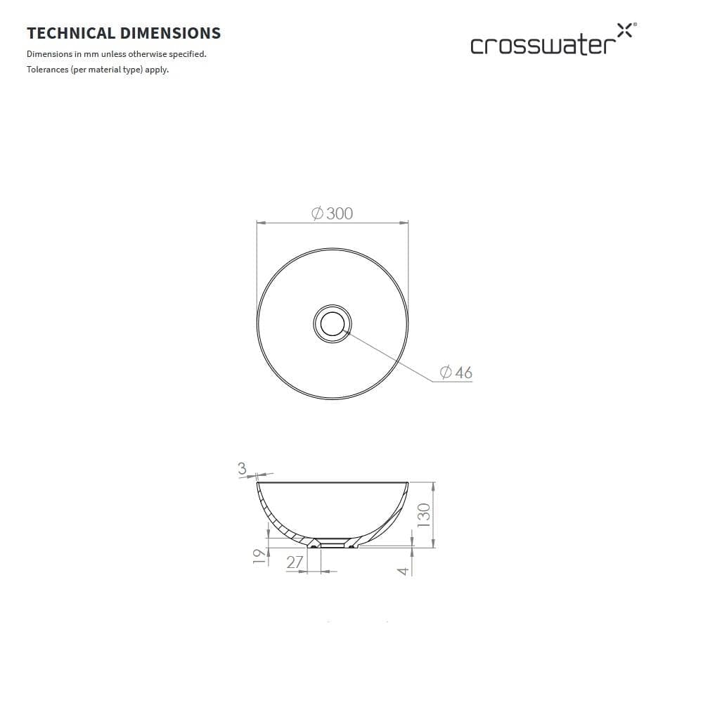 Crosswater Countertop Basin Crosswater Circus Small Countertop Basin 300mm in White