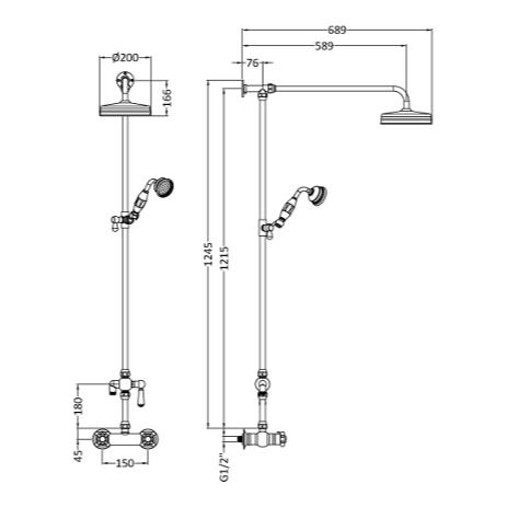 Aquarius Bathrooms Exposed Shower Set Aquarius Clarence Traditional Exposed Thermostatic Shower Set with Fixed Shower Head and Handset in Chrome
