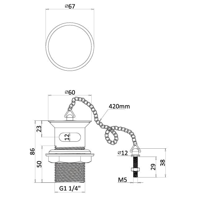 Burlington Basin Waste Burlington Basin Plug and Chain (Slotted Waste)