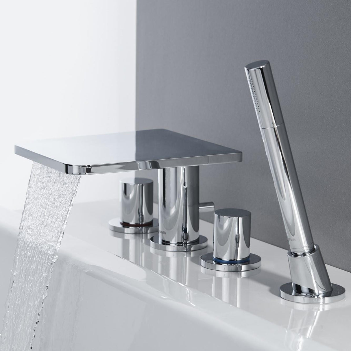 Flova 4 Tap Hole Bath Set Flova Annecy 4 Hole Bath and Shower Mixer with Shower Set in Diamond Chrome