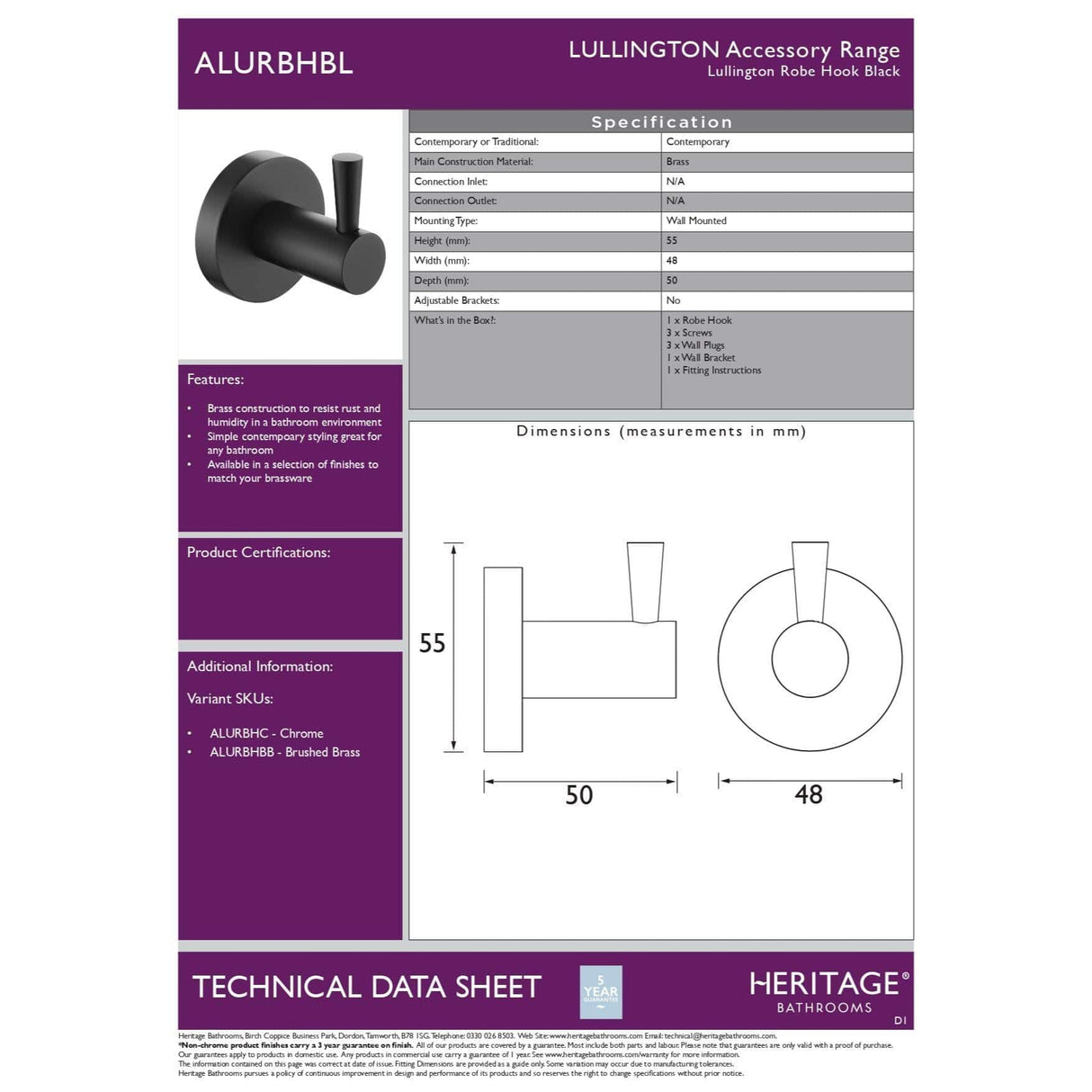 Heritage Robe Hook Heritage Lullington Robe Hook
